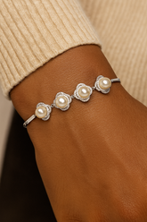 White Pearl Floral Bracelet