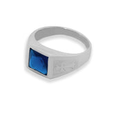 Flat Blue Silver Ring
