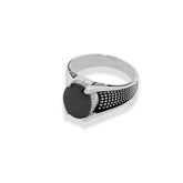 Dotted Black Stone Ring For Men