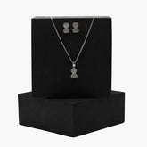 Bow Pendant Silver Set
