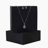 Oval Pendant Silver Set