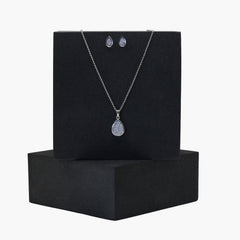 Tear Drop Pendant Silver Set