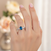 Navy Oval Sterling Silver Ring