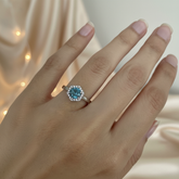 Hexagonal Stone Silver Ring