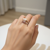 Red Zircon & Freshwater Pearl