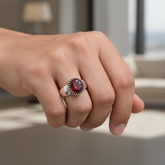 Royal Red Stone Ring in Silver