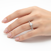 Silver Oval Zircon Ring