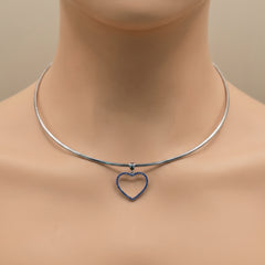 Blue Heart Pendant Choker Necklace