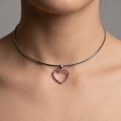 Pink Heart Pendant Choker