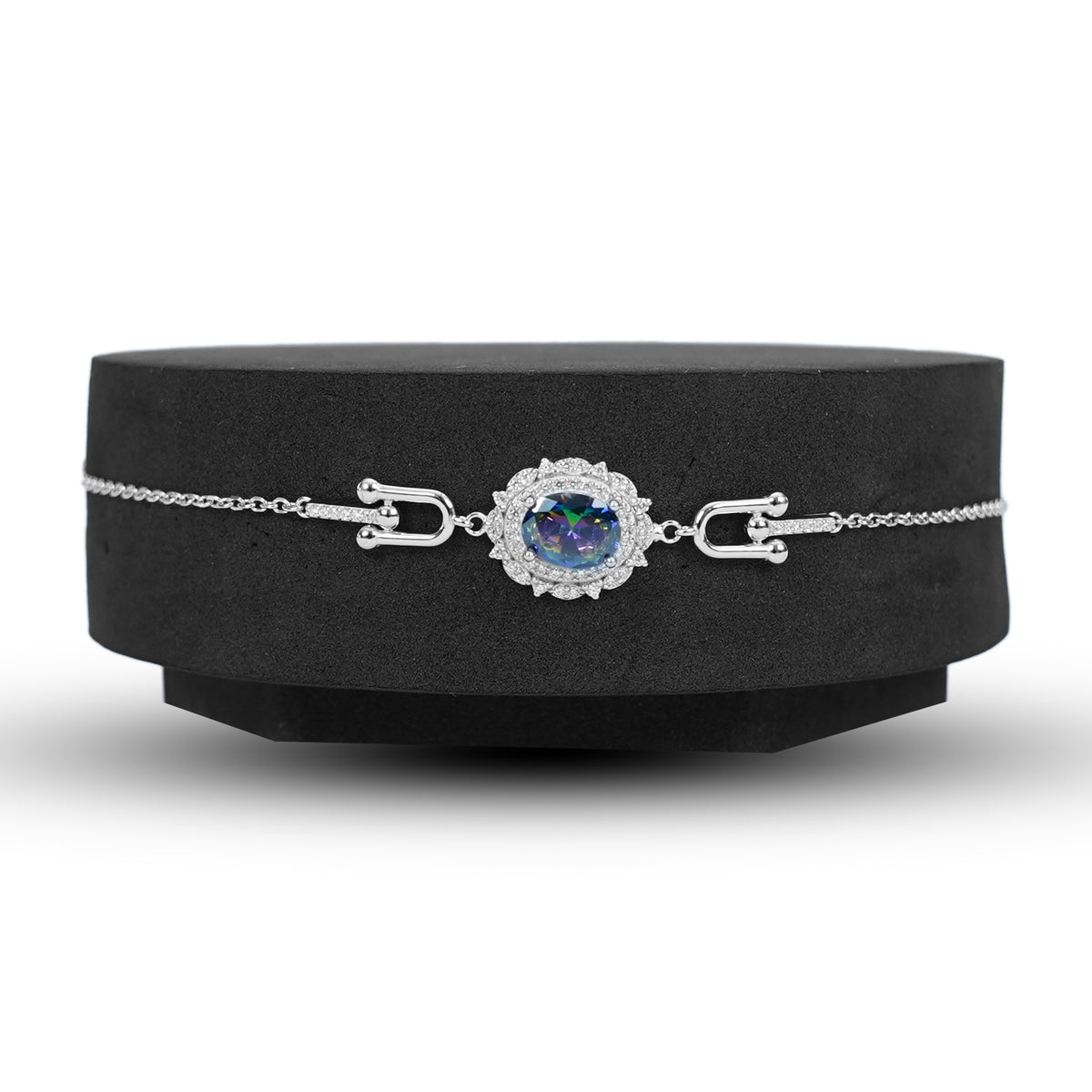 Purple Green Oval Stone Bracelet