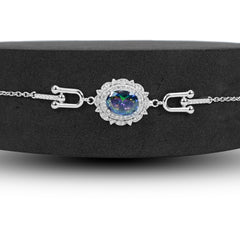 Purple Green Oval Stone Bracelet