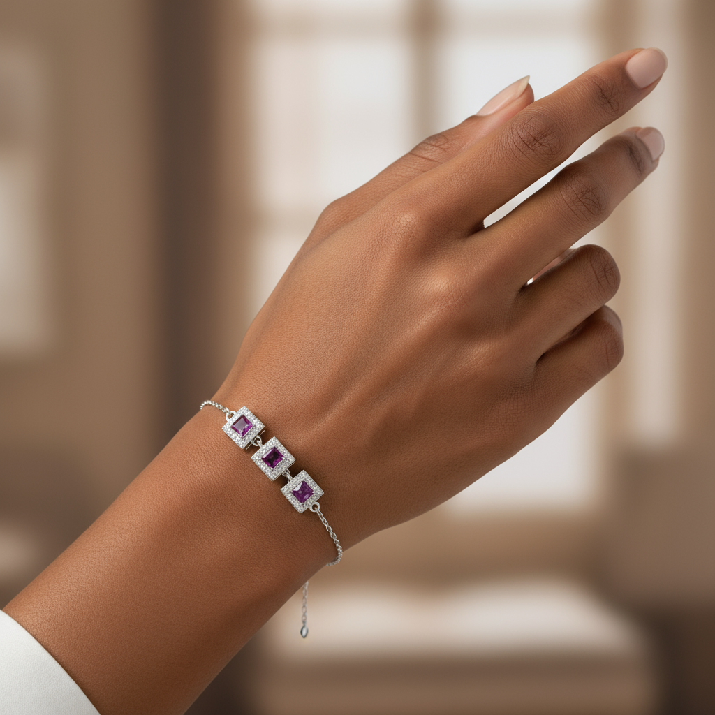 Pink Square Bracelet