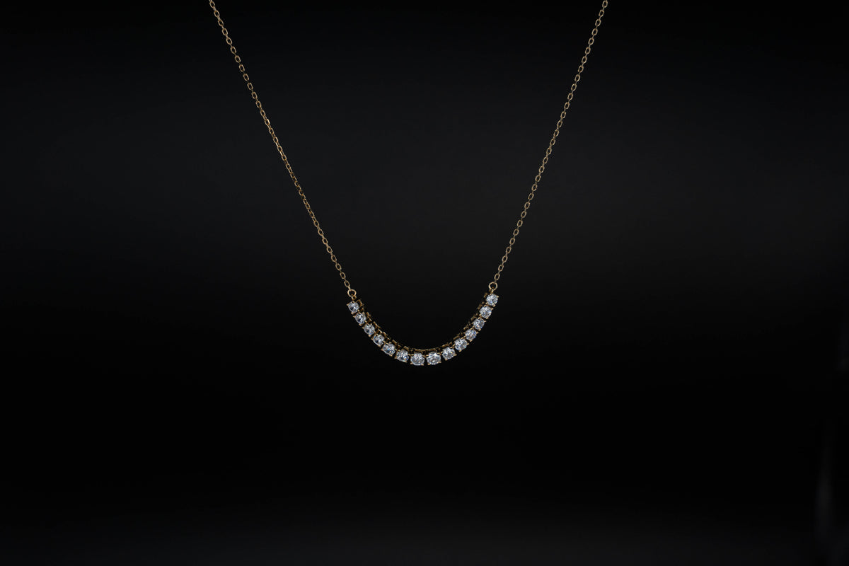 Gold Plated Curved Diamond Style Necklace