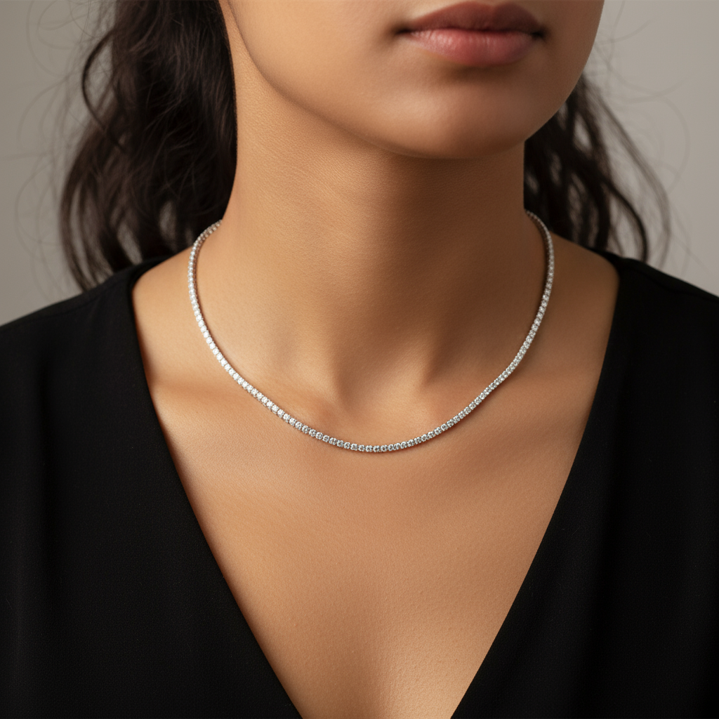 Square Tennis Necklace (2 mm)