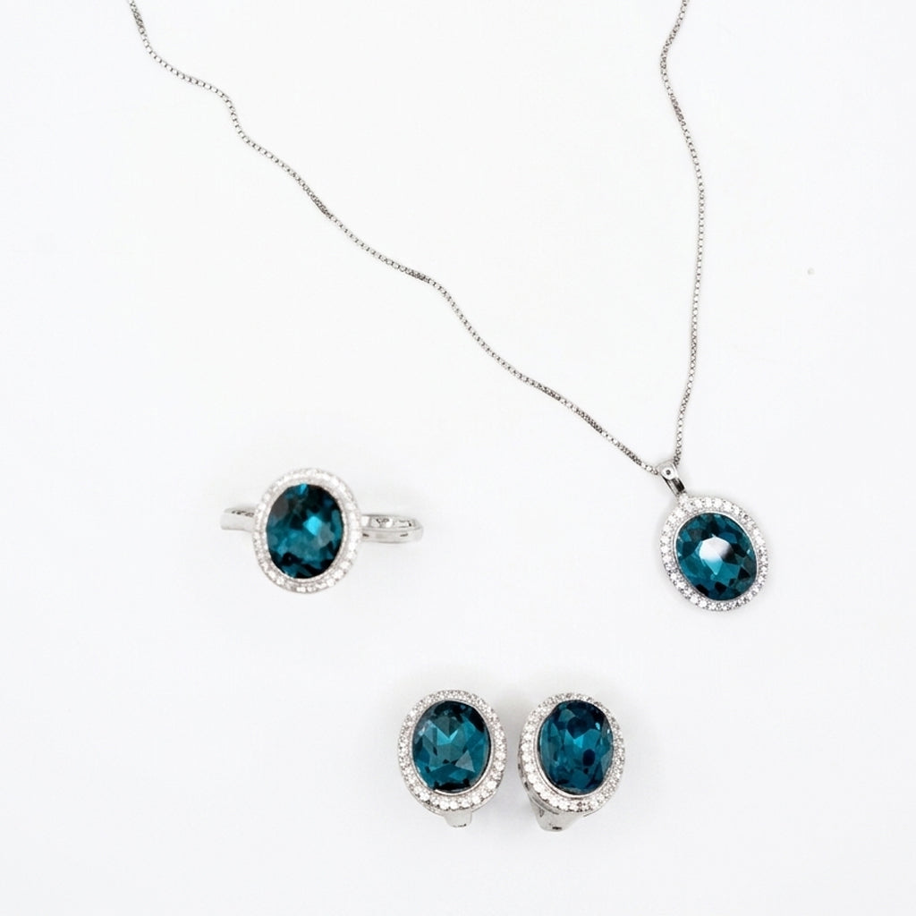 Teal Oval Studded Set