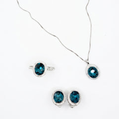 Teal Oval Studded Set