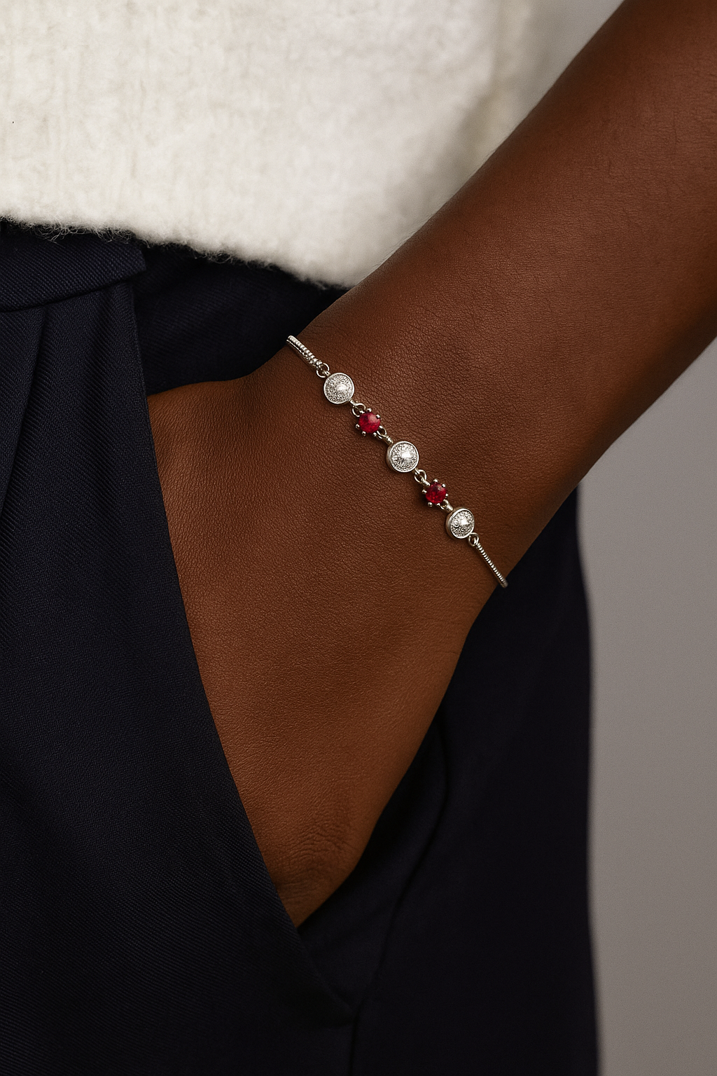 Red Stone Circle Bracelet