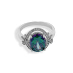 Moonstone Zircon Silver Ring