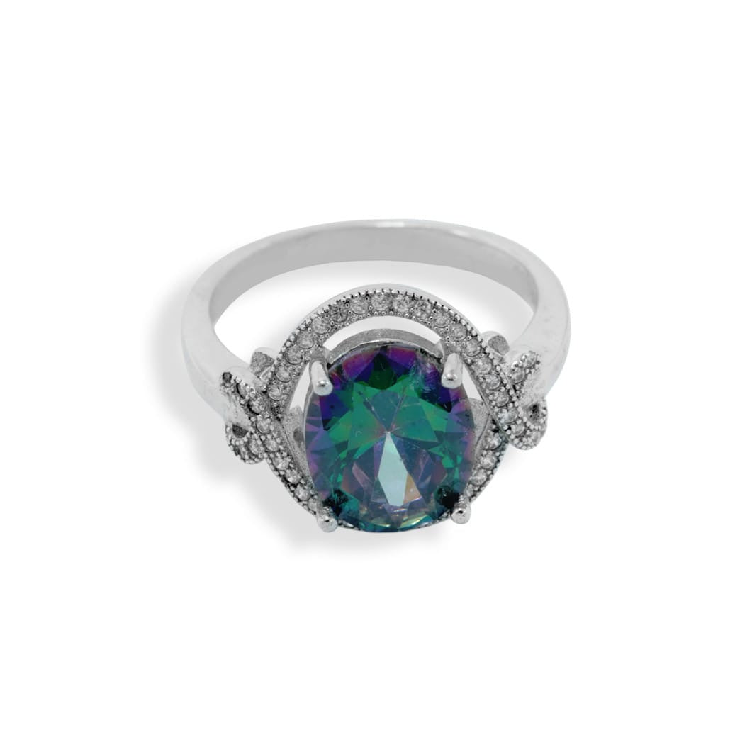 Moonstone Zircon Silver Ring
