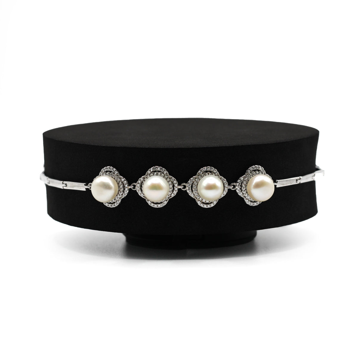 White Pearl Floral Bracelet