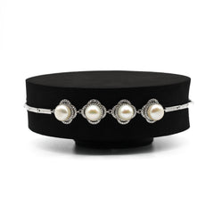White Pearl Floral Bracelet