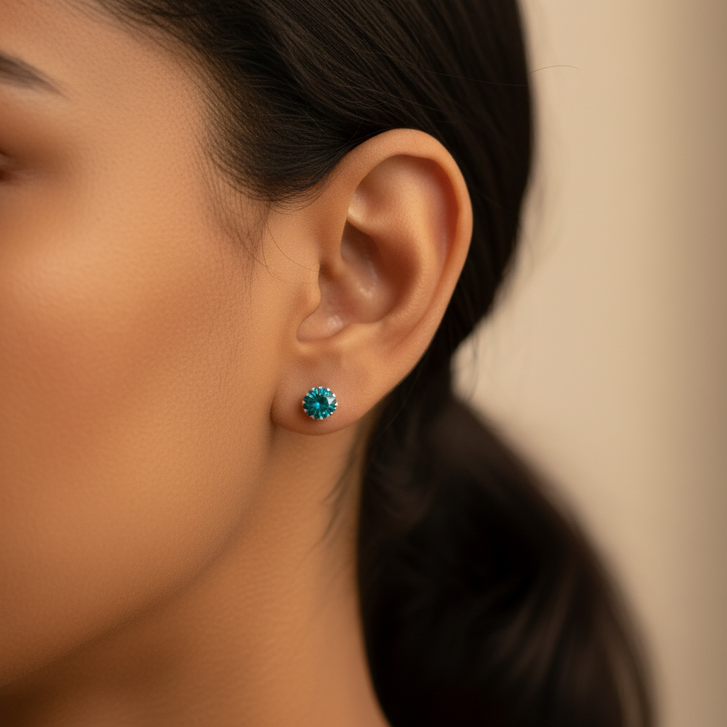 Blue Topaz Zircon Stone Earrings