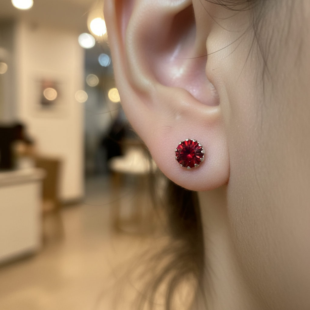 Garnet January Birthstone Studs