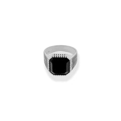 Rounded Square Black Stone Ring