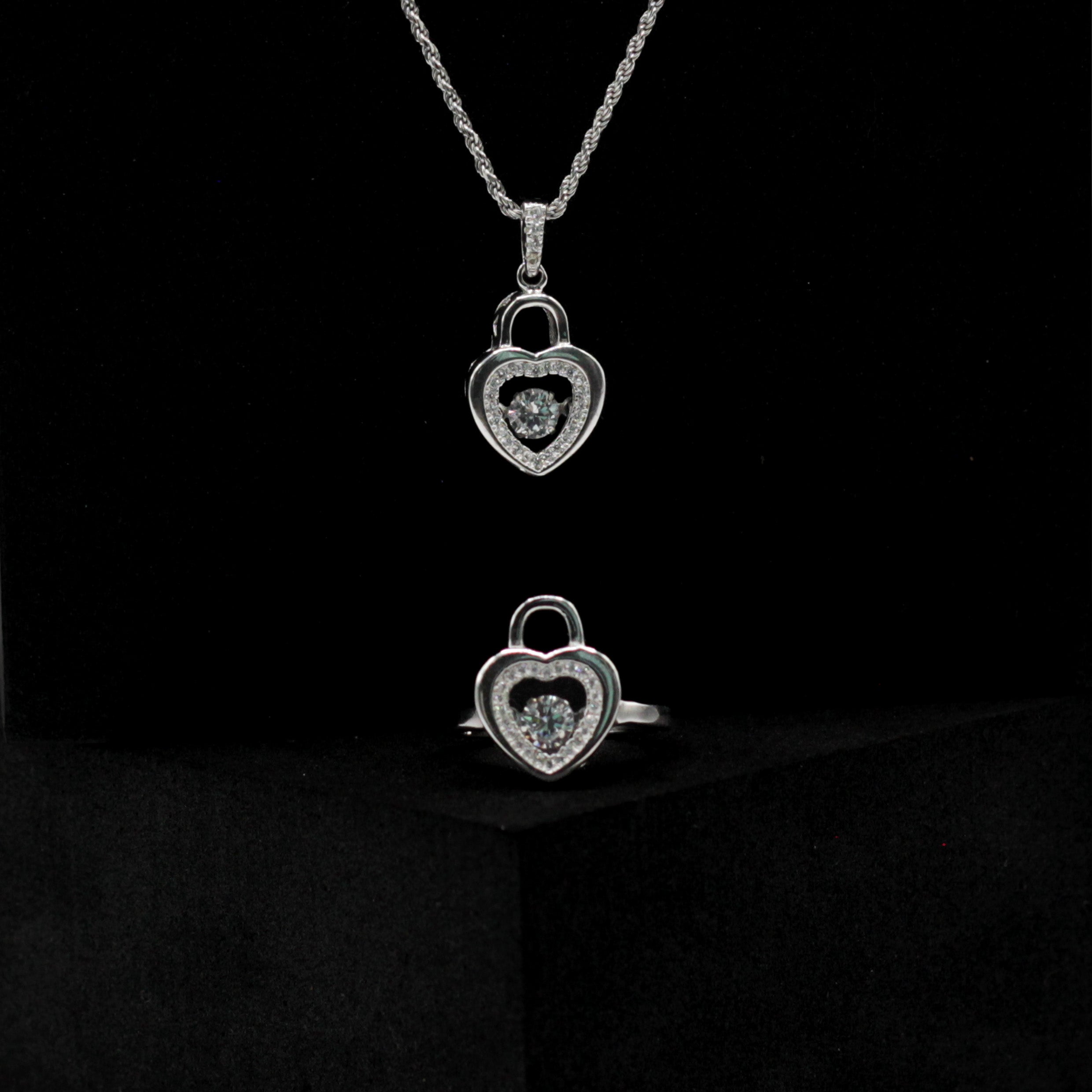 Dangling Heart Silver Set