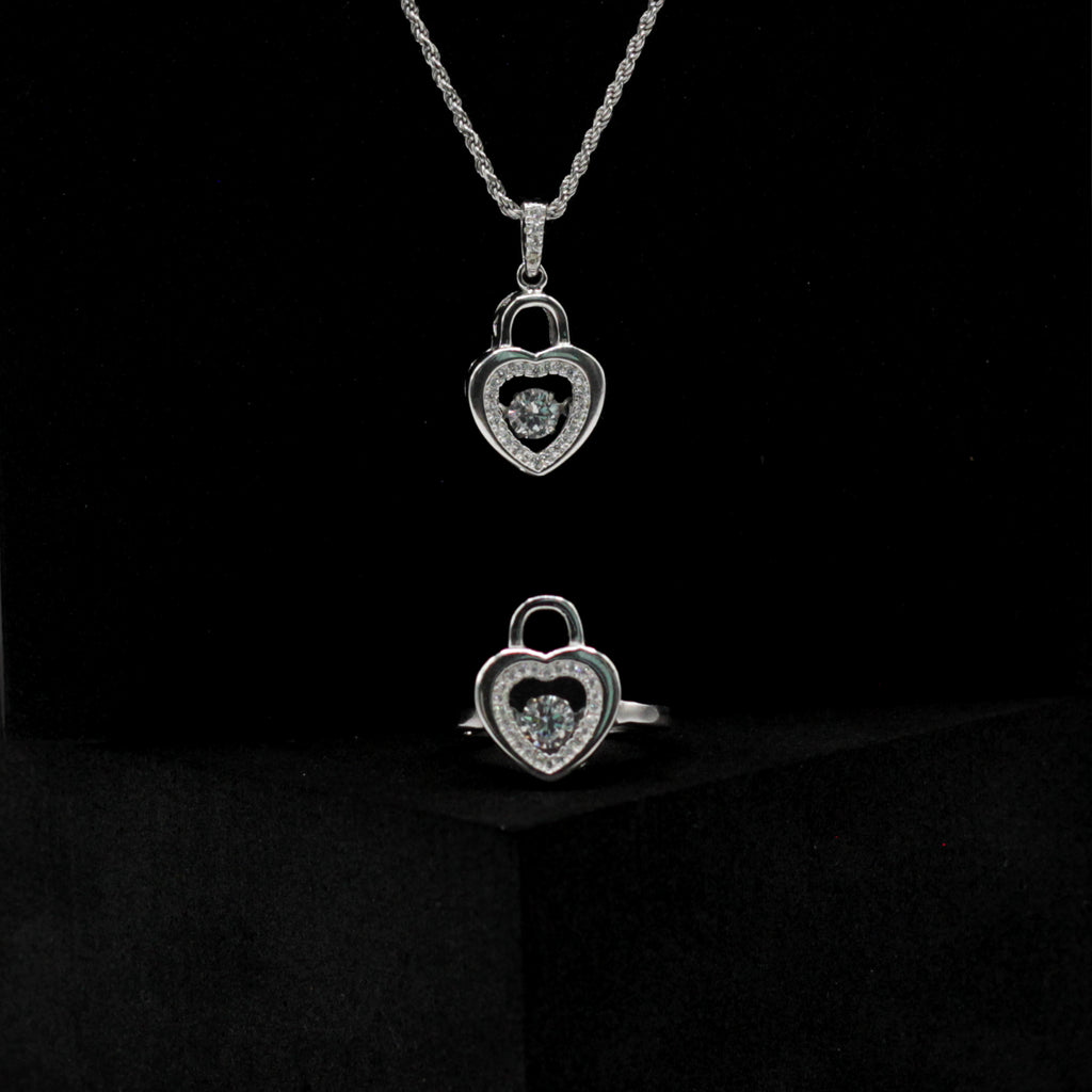 Dangling Heart Silver Set