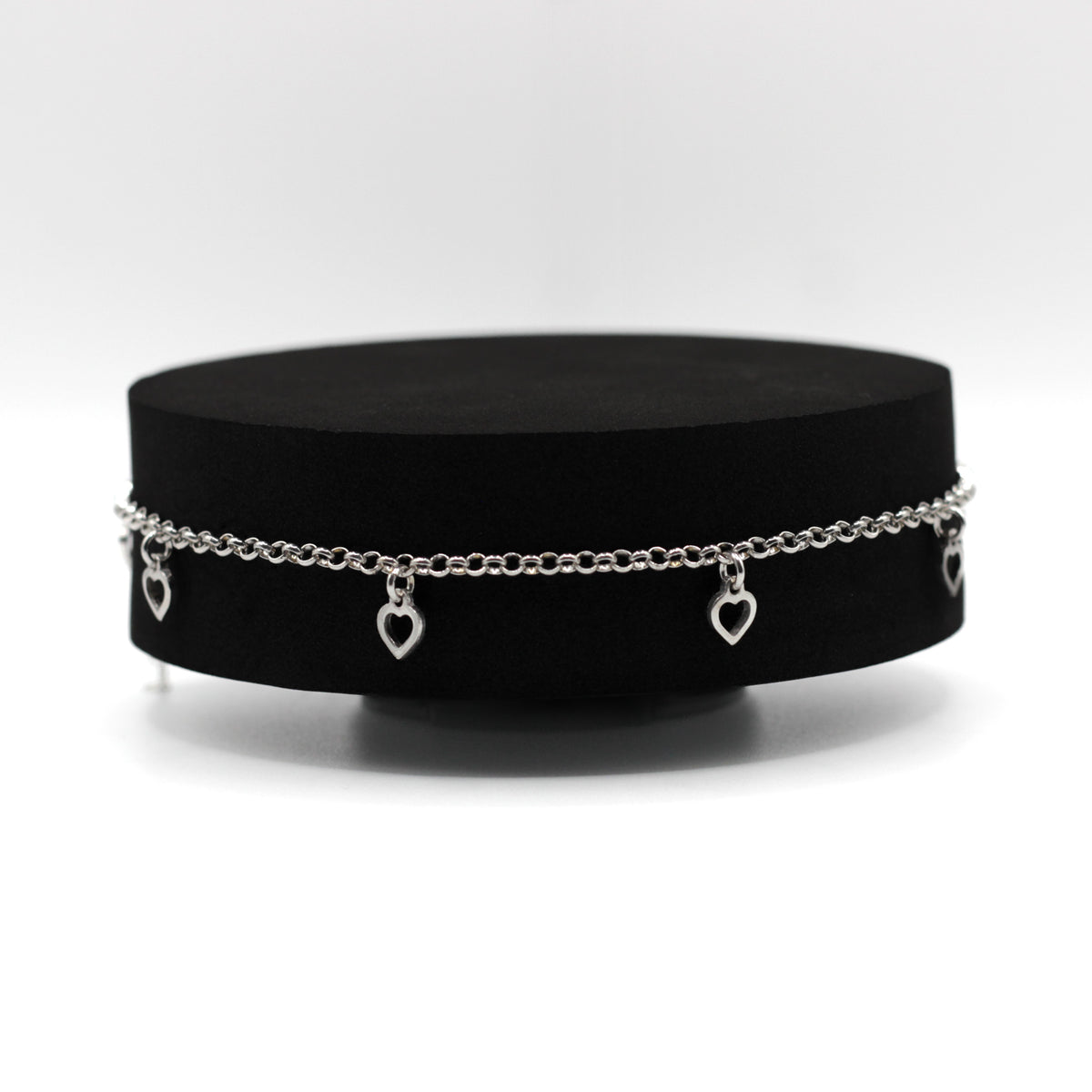 Hearts Charms Silver Anklet