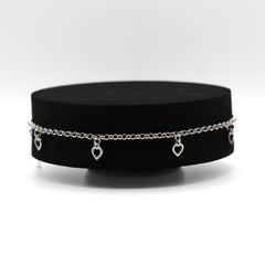 Hearts Charms Silver Anklet