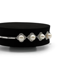 White Pearl Floral Bracelet