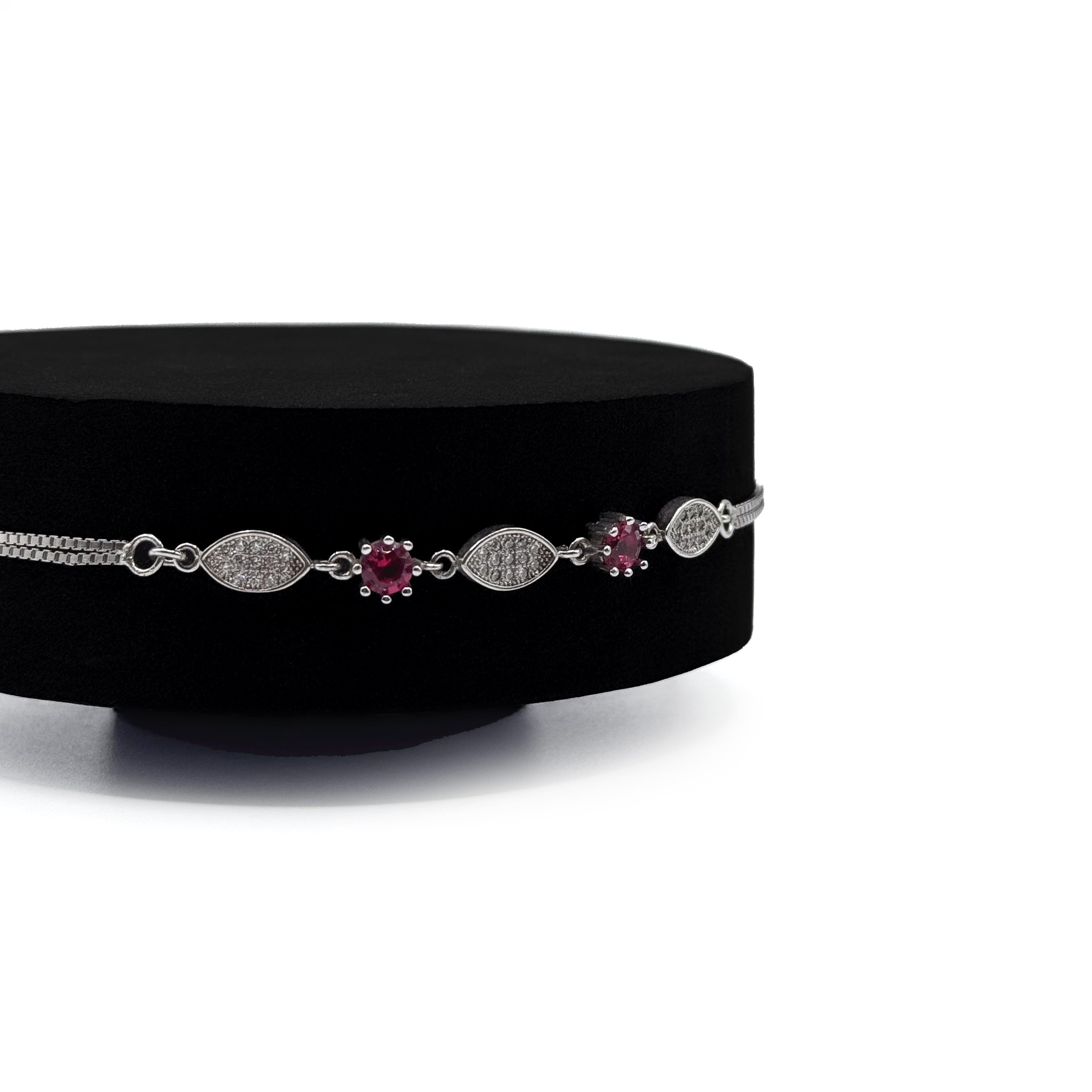 Pink Stone Leaf Bracelet