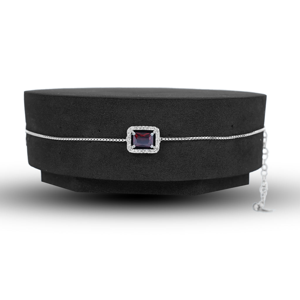 Deep Red Square Stone Bracelet