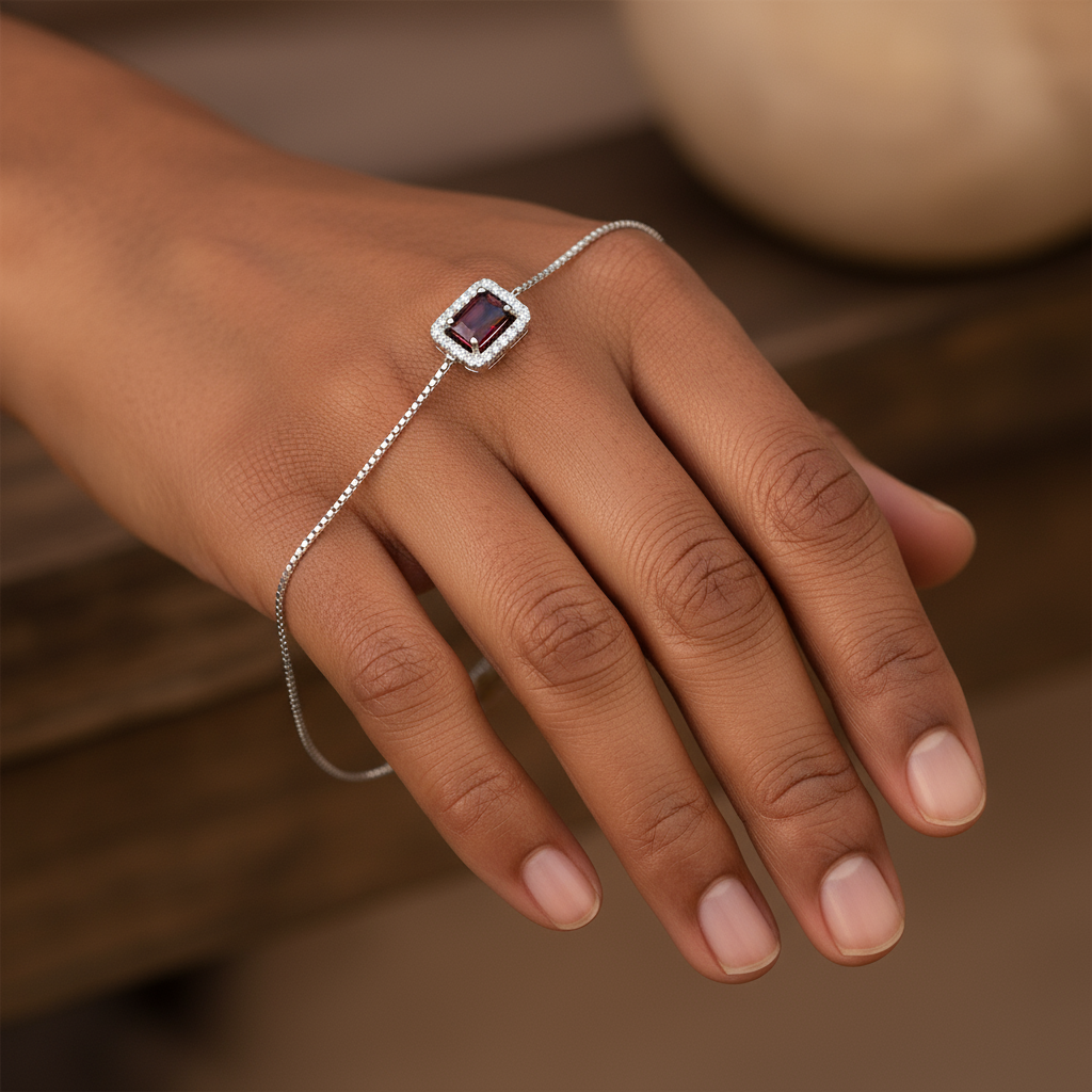 Red Square Stone Bracelet