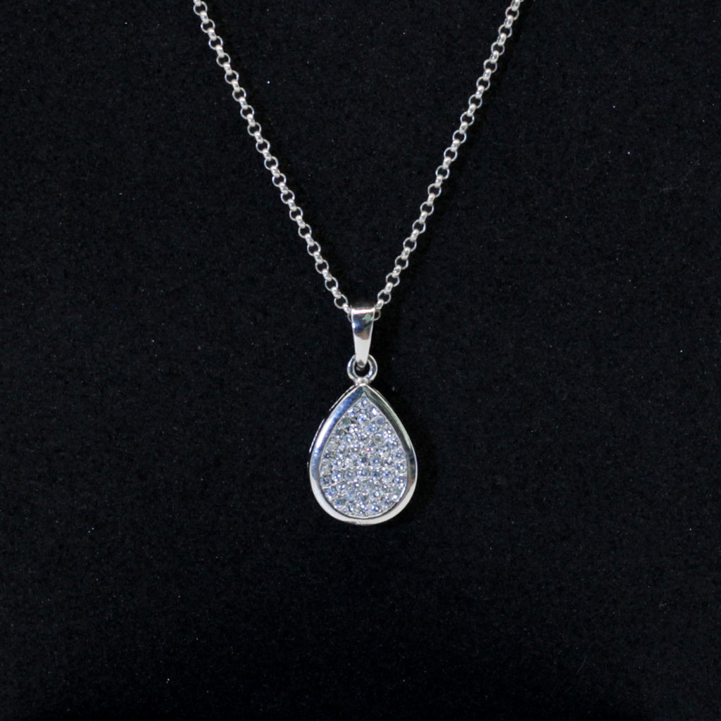 Tear Drop Pendant Silver Set