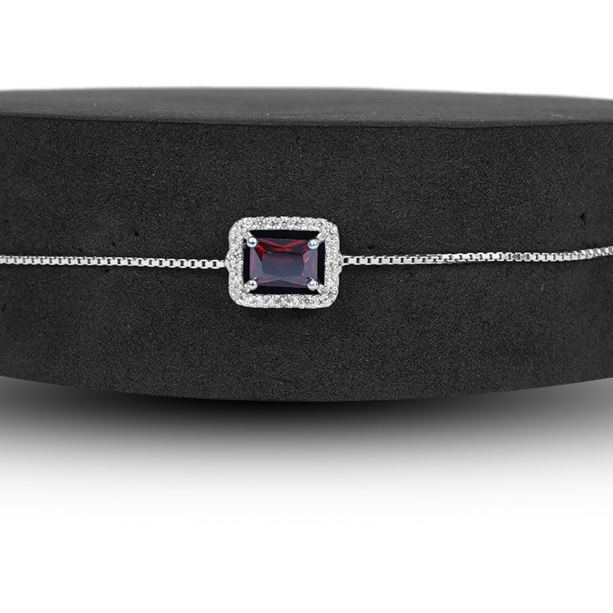 Deep Red Square Stone Bracelet