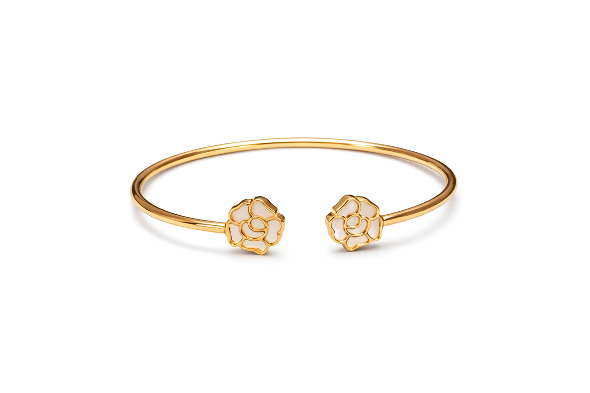 Rose Bud Bangle (Gold Plated)