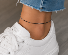 Black and Silver Anklet