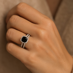 Black Stone Twin Rings