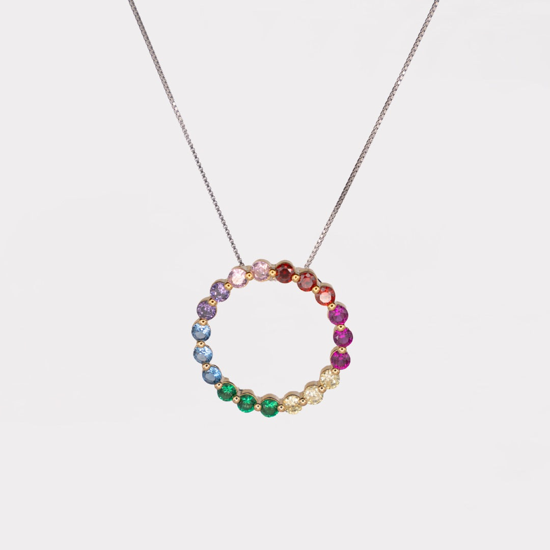 Rainbow Circle Necklace (Gold Plated Pendant)