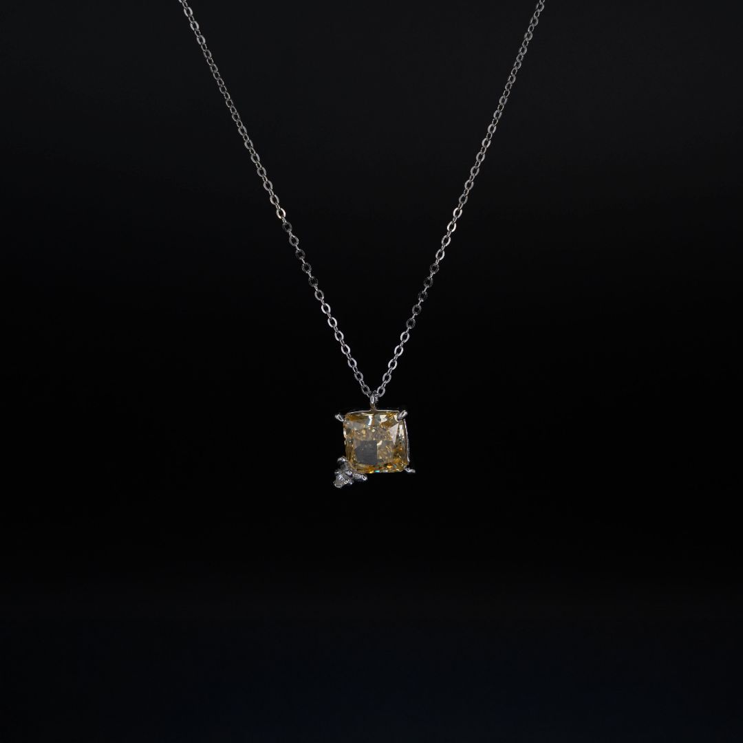 Yellow Cushion Cut Necklace