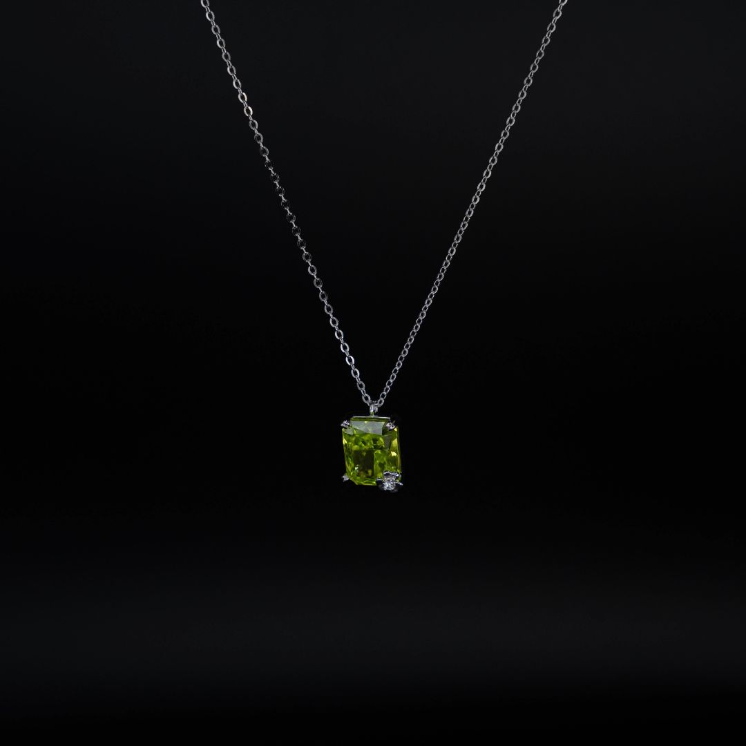 Green Cushion Cut Necklace