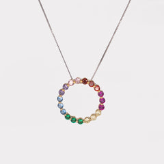 Rainbow Circle Necklace (Gold Plated Pendant)