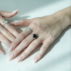Black Stone Twin Rings