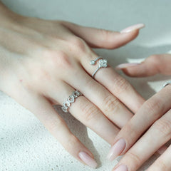 Silver Clover Size Adjustable Ring