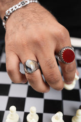 White Grey Marble Ring