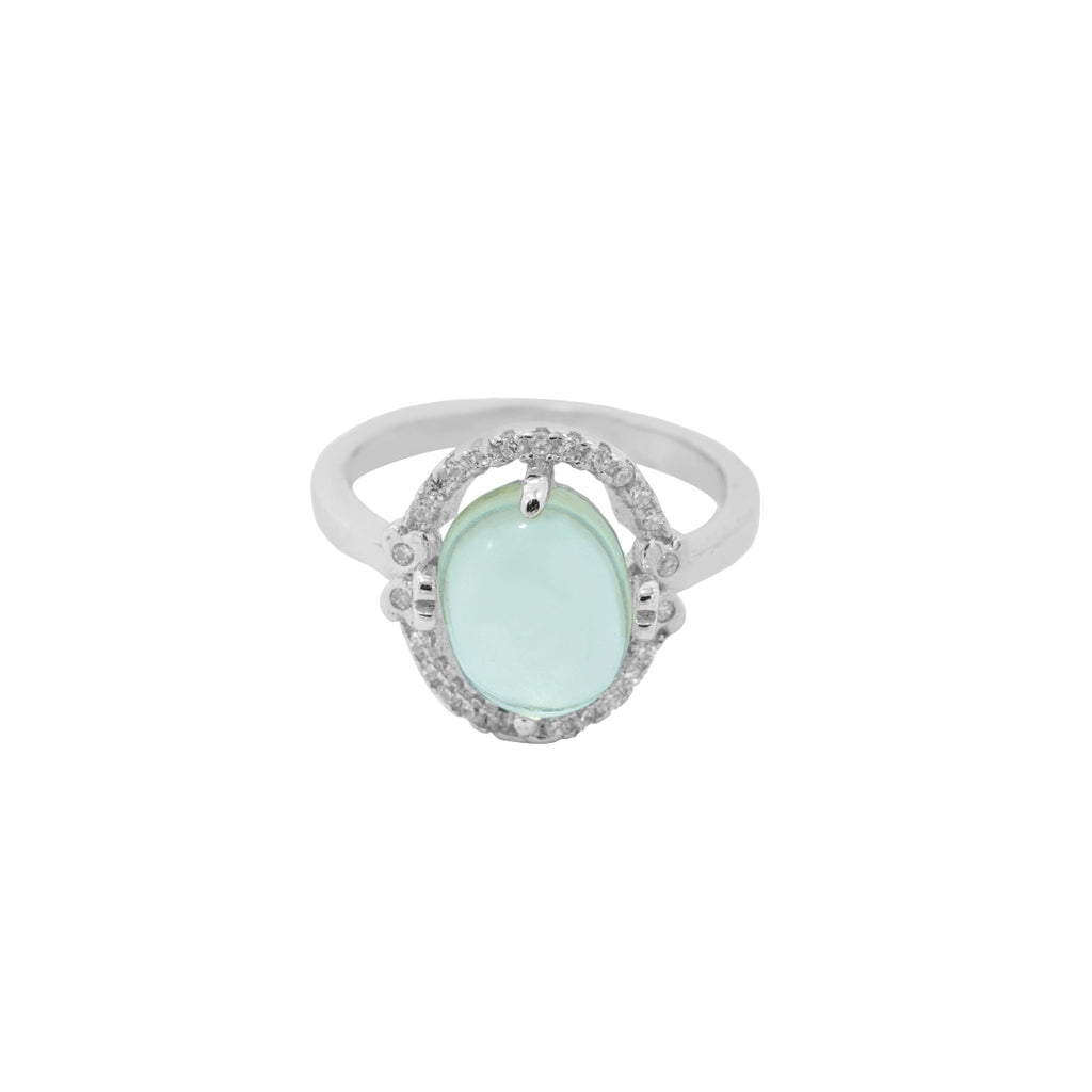 Oval Blue Silver Ring