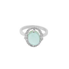 Oval Blue Green Silver Ring
